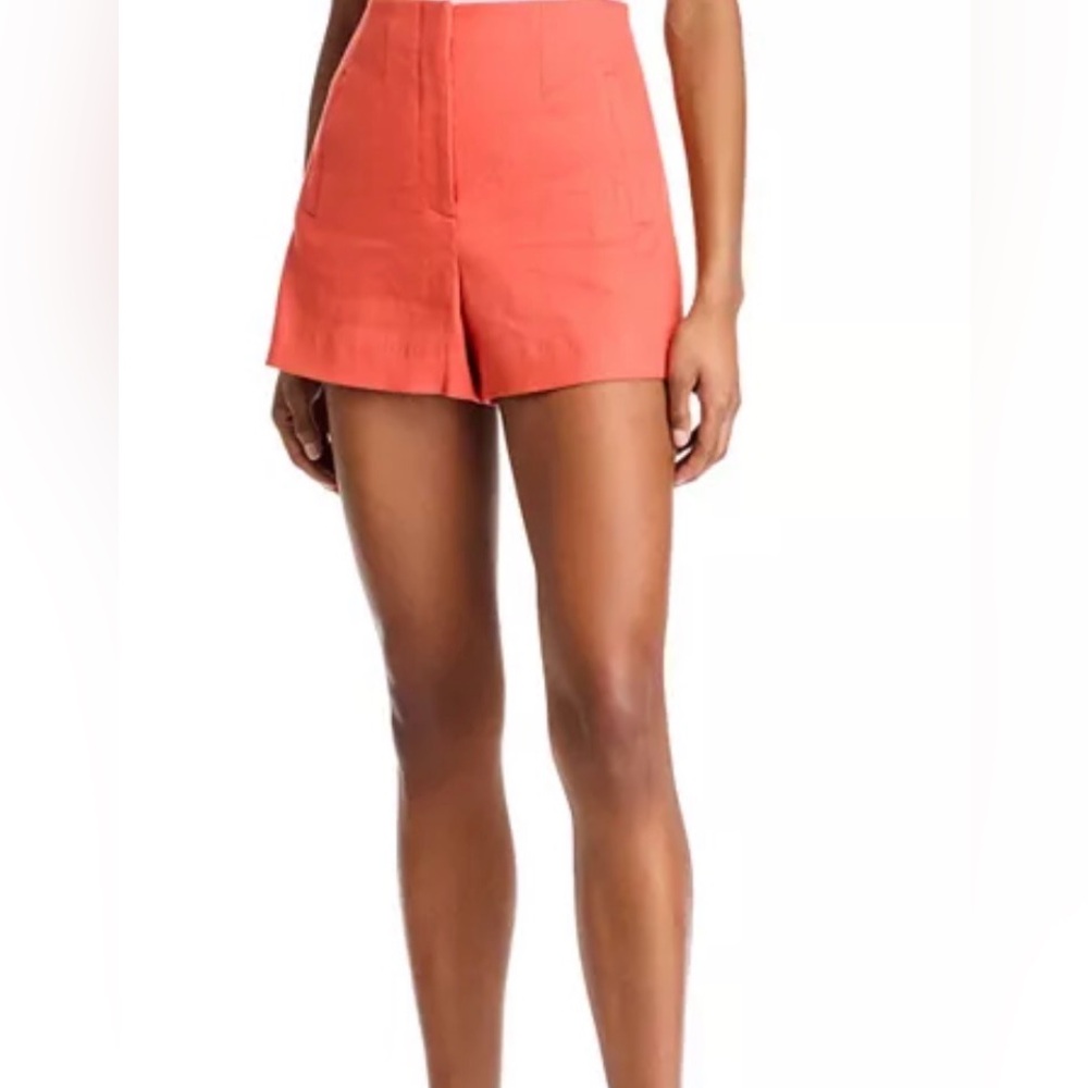 Veronica Beard Jazmin Linen-Blend Shorts, Persimmon